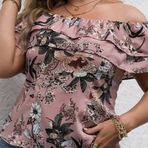 Ruffle floral off the shoulder top